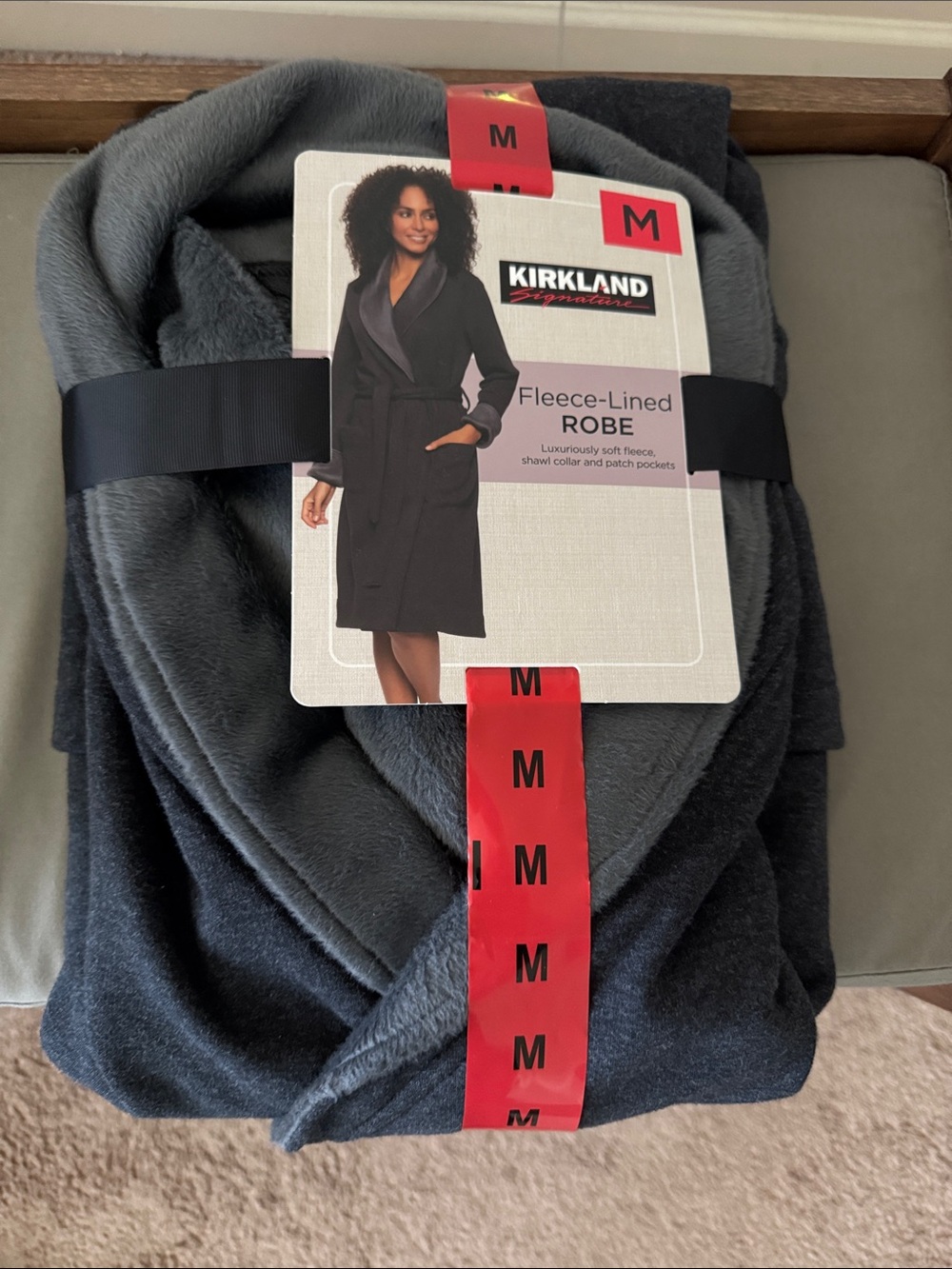 Kirkland Signature Fleece-Lined Robe - Dark Gray